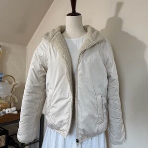 Reversible Women's Cream Sherpa-Lined Jacket